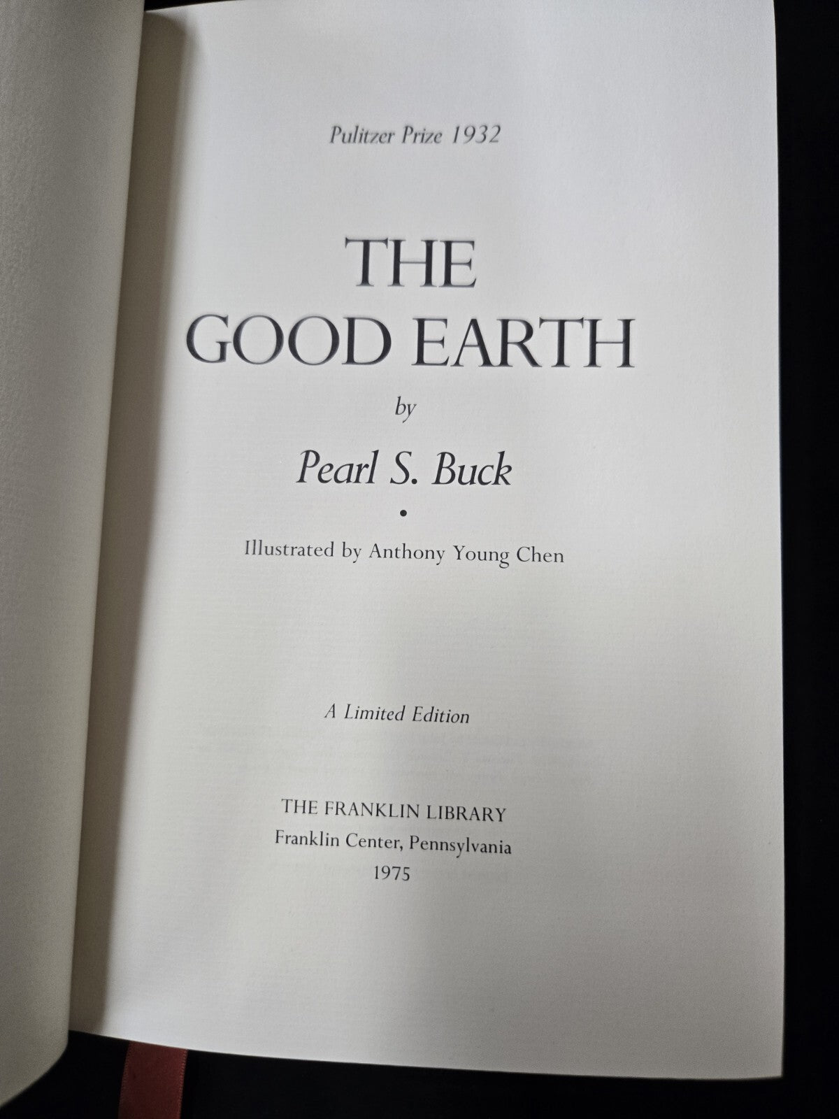 The Good Earth, Pearl Buck, Franklin Library, 1975
