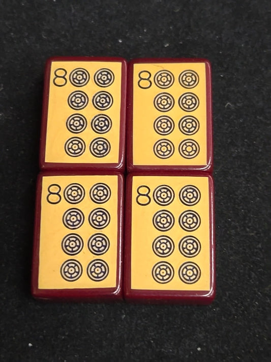 Four Enrobed Burgundy Bakelite Catalin Mahjong Tile Replacements | Eight Dot