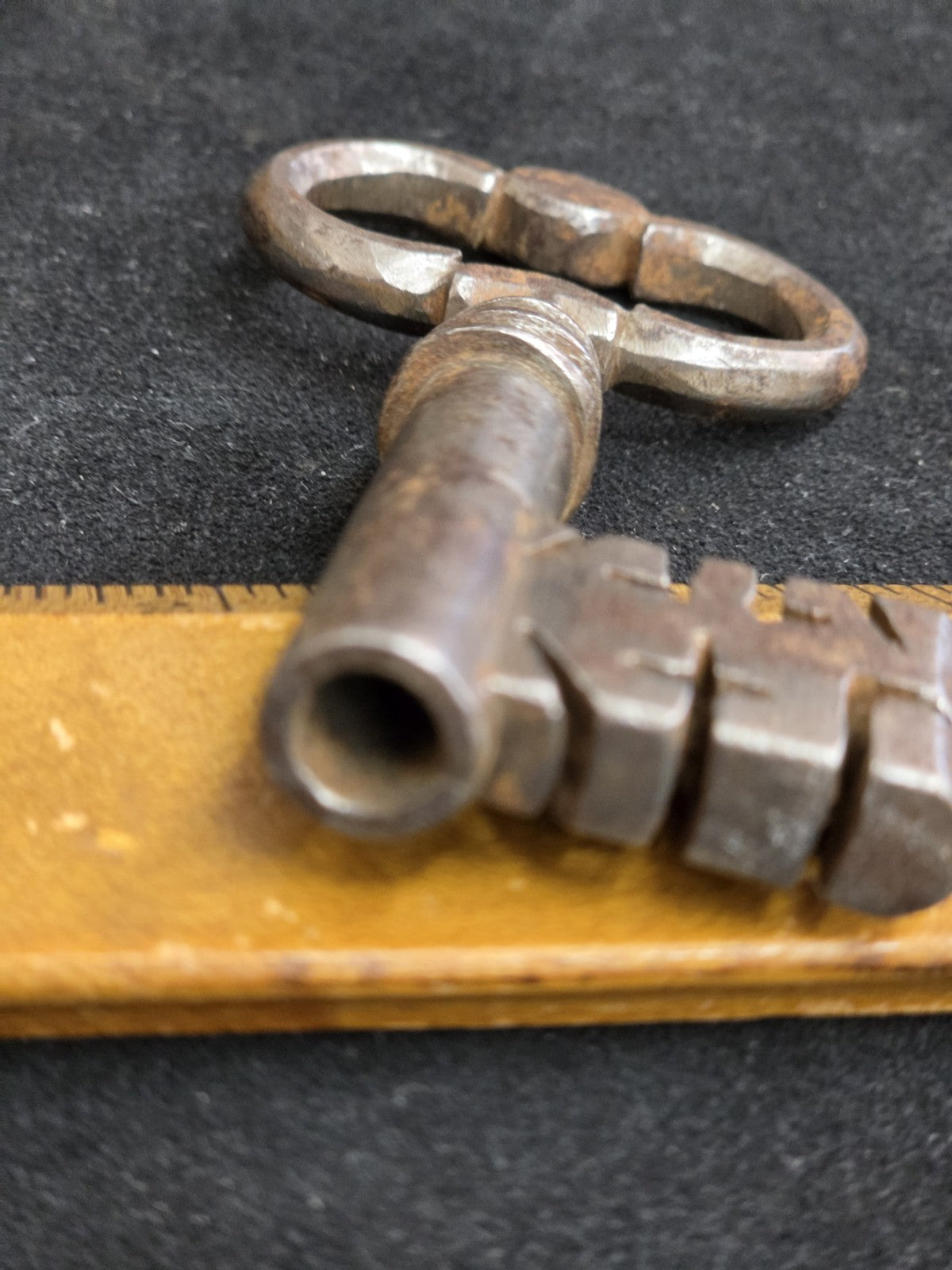 Antique Warded Ward Key Skeleton Iron Open Barrel