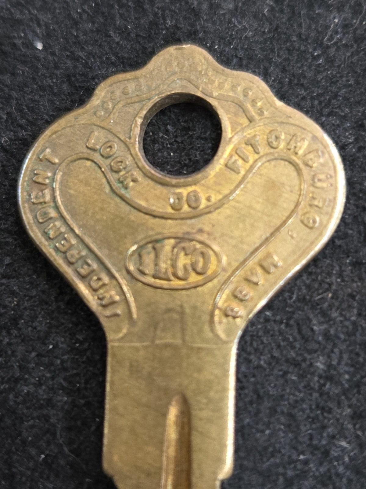 Vintage Original Independent Lock Co. Key K601 Fitchburg Mass