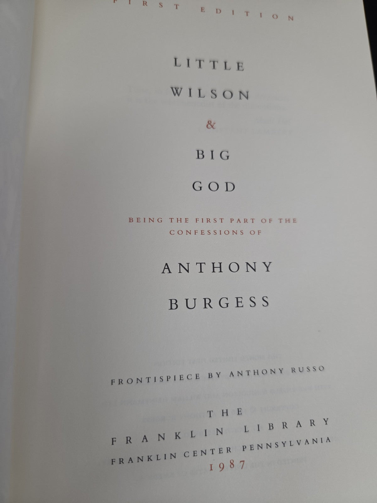 SIGNED FIRST EDITION Franklin Library LITTLE WILSON BIG GOD Anthony Burgess 1987