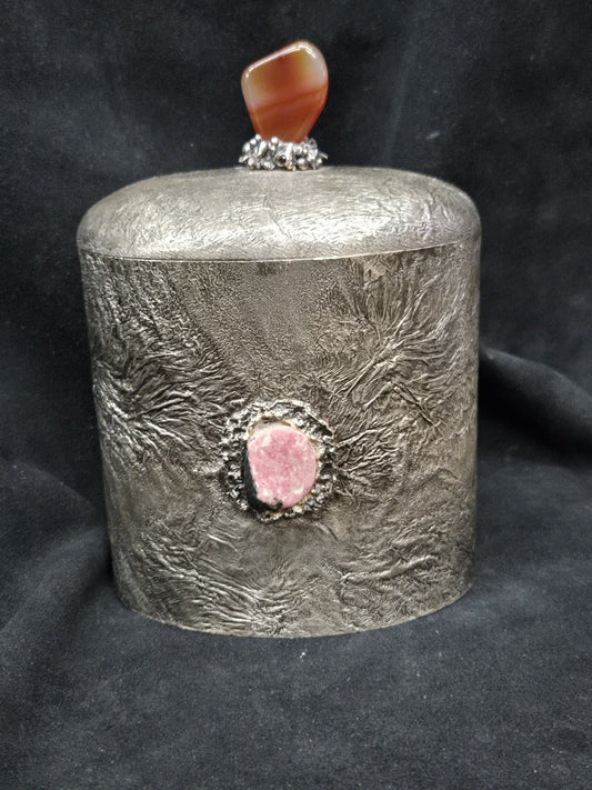 Topazio Sterling .925 Moderrnist Brutalist Silver Biscuit Canister