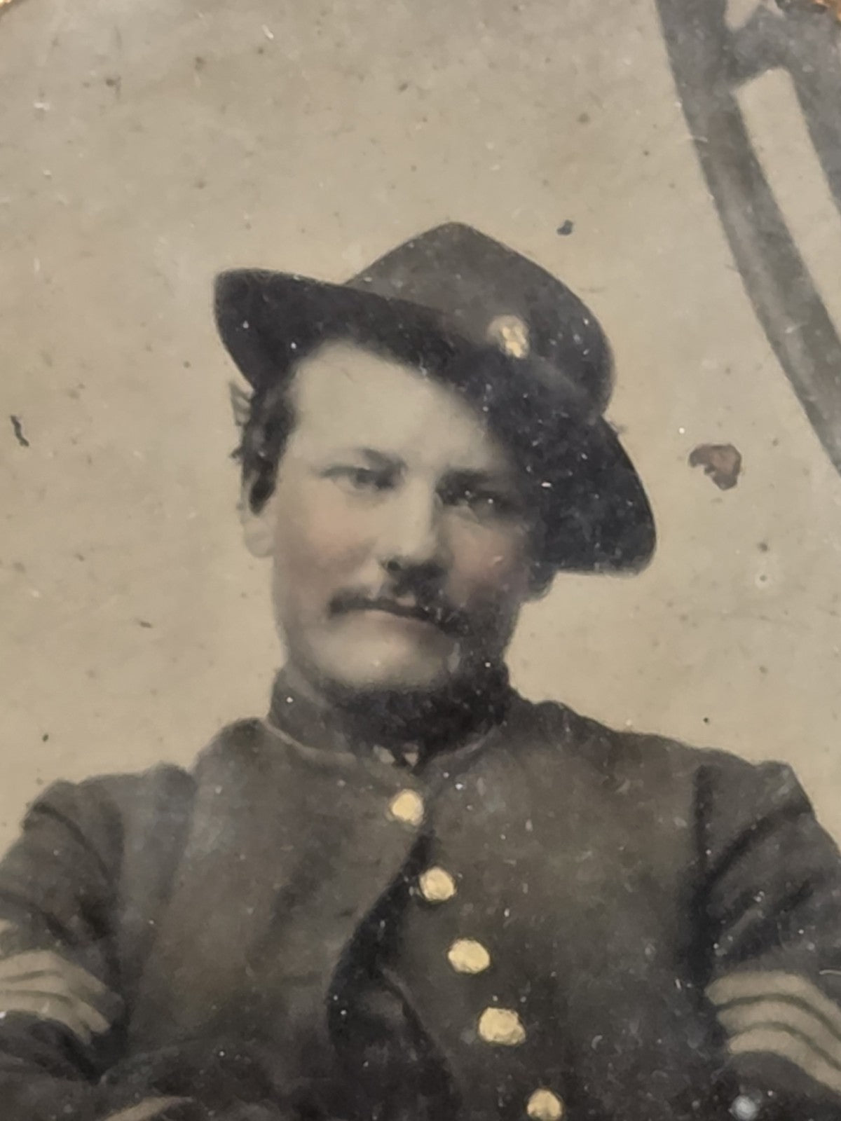  Civil War Soldier 1/6 Tintype Ordnance Sergeant in Slouch Hat