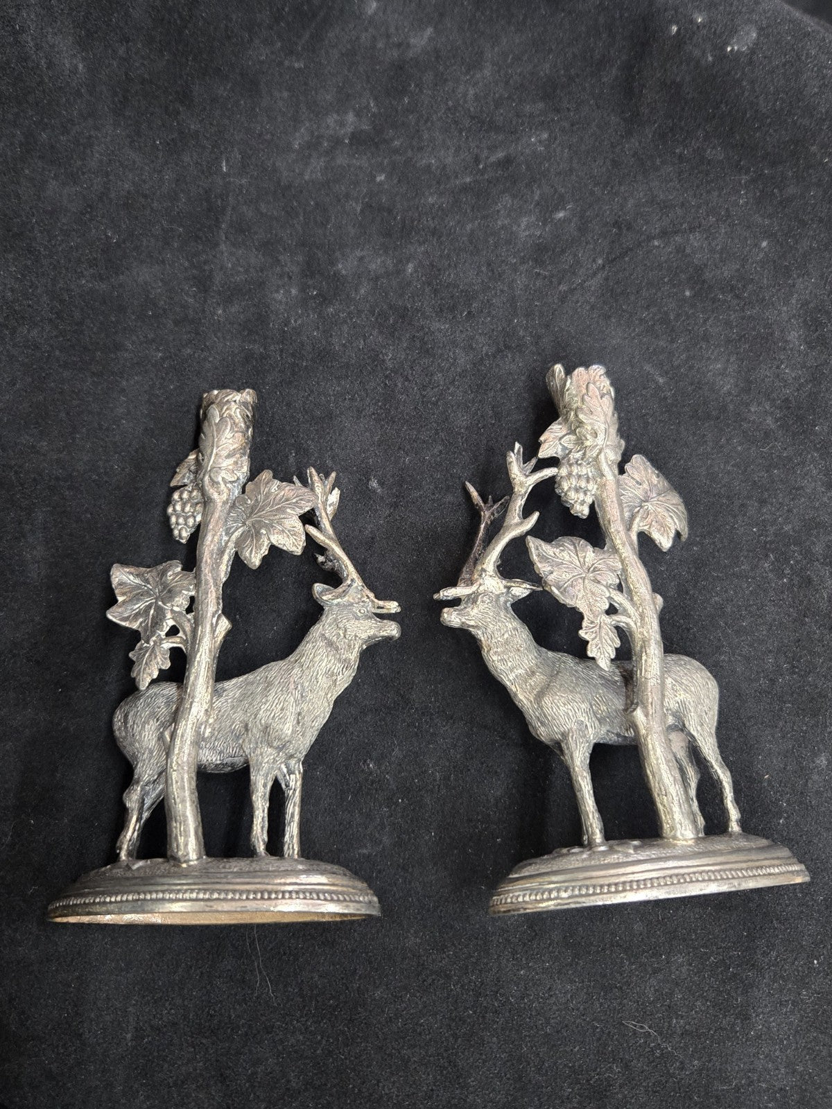 James Dixon & Son Pair Silver Plated Stag Candle Holders 19th Century