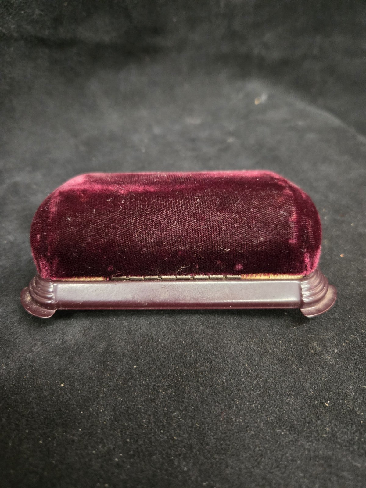 VINTAGE ART DECO BULOVA FIFTH AVE WATCH BOX ONLY BURGUNDY VELVET