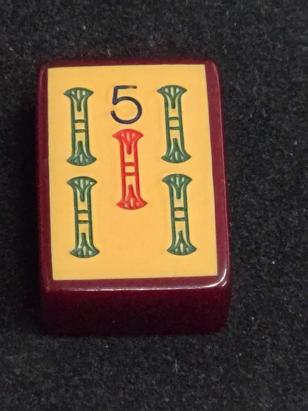 Enrobed Burgundy Bakelite Mahjong Tile Replacement | Five Bams